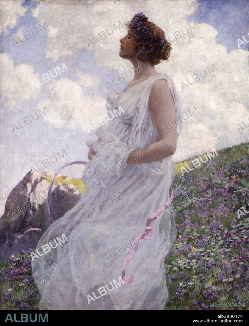 GEORGE HITCHCOCK. Calypso. Date/Period: Ca. 1906. Oil paintings. Oil on canvas. Height: 44 in (111.7 cm); Width: 35 in (88.9 cm) ; with frame Height: 52.7 in (133.9 cm); Width: 44 in (111.7 cm).