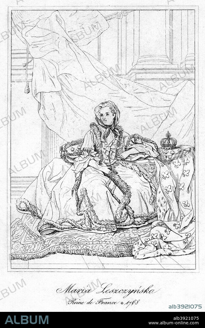 Maria Leszczynska, queen consort of Louis XV of France, c17th century. A plate from Galrie Histque de Versailles.