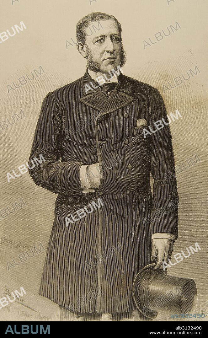 CRISTOBAL COLON DE LA CERDA (1837-1910). Duque de Veragua. Político español. Ministro de Fomento en el Gobierno que presidió Sagasta de enero a julio de 1890. Grabado por A. Carretero. "La Ilustración Española y Americana", 1890.