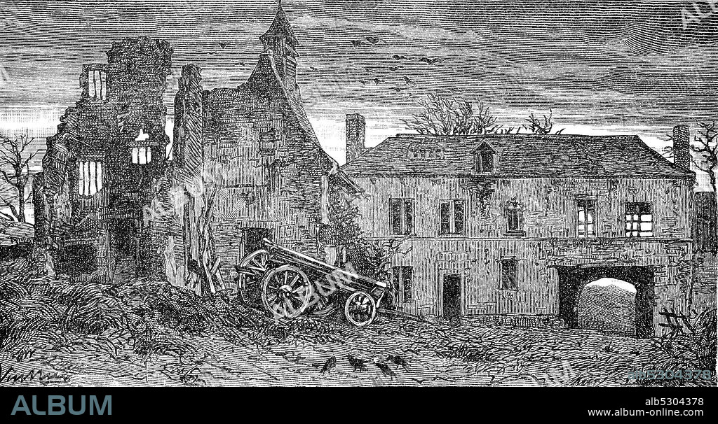 Chateau d'Hougoumont, originally Goumont, is a large farmhouse situated at the bottom of an escarpment near the Nivelles road in Braine-l'Alleud, near Waterloo, Belgium. The escarpment is where British and other allied forces faced Napoleon's Army at the Battle of Waterloo on 18 June 1815.