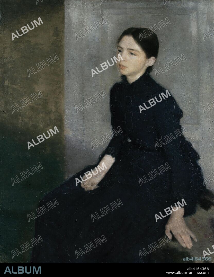WILHELM HAMMERSHOI. Portrait of a young woman, 1885. The artist's sister Anna Hammershøi. Oil on Canvas. 112 x 91, 5 cm.