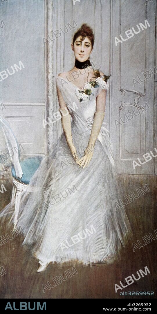 Portrait of Emiliana Concha de Ossa by Giovanni Boldini (1842-1931) an Italian genre and portrait painter. Dated 19th Century.