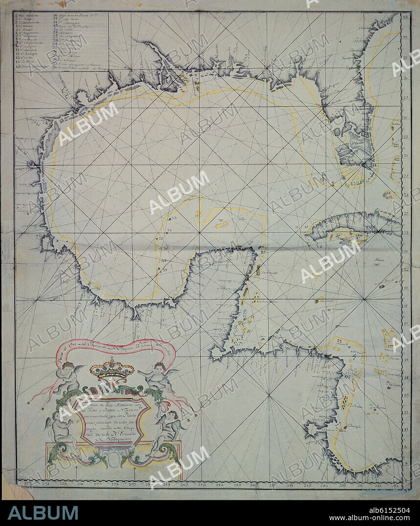 GOLFO DE MEXICO - 1800 - MAPA PARA EL USO DEL TENIENTE DE FRAGATA JUAN GUINDOS.