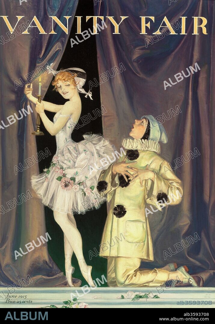 FRANK XAVIER LEYENDECKER. Pierrot and Columbine. Vanity Fair magazine cover.