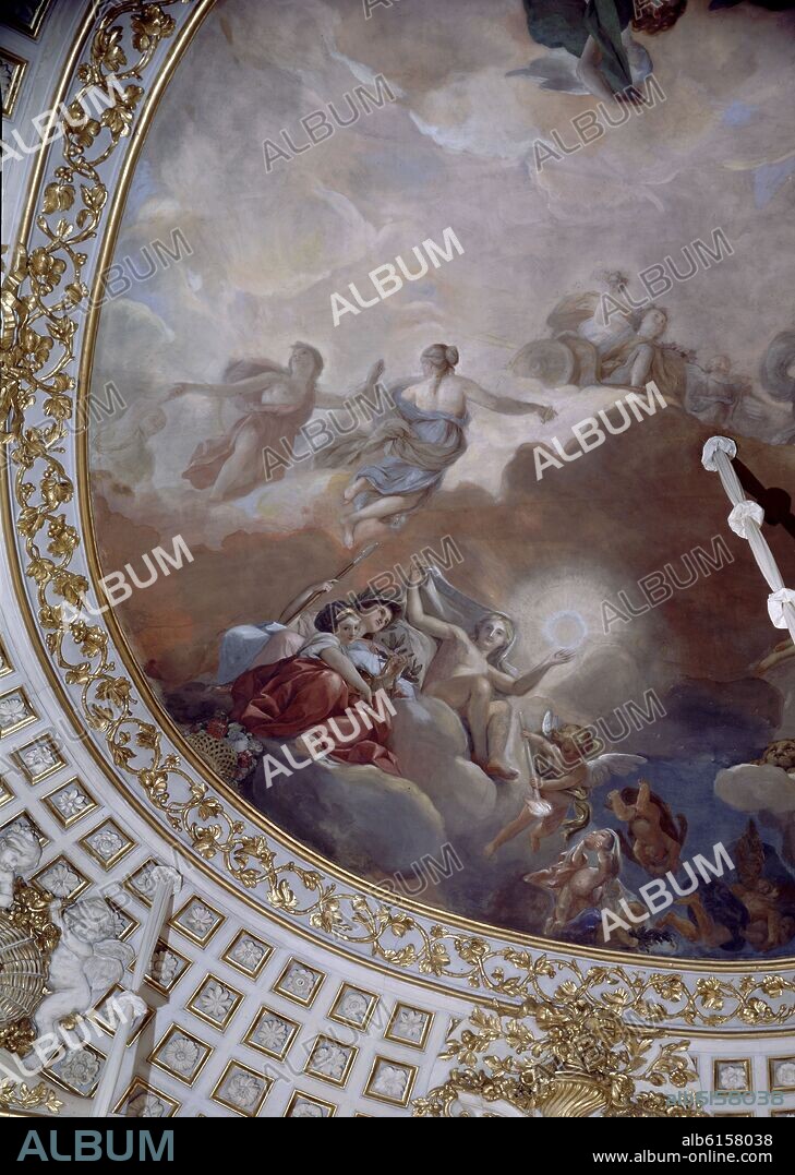 ANTON RAPHAEL MENGS. COMEDOR DE GALA - BOVEDA LATERAL - DETALLE DE LA AURORA - SIGLO XVIII.