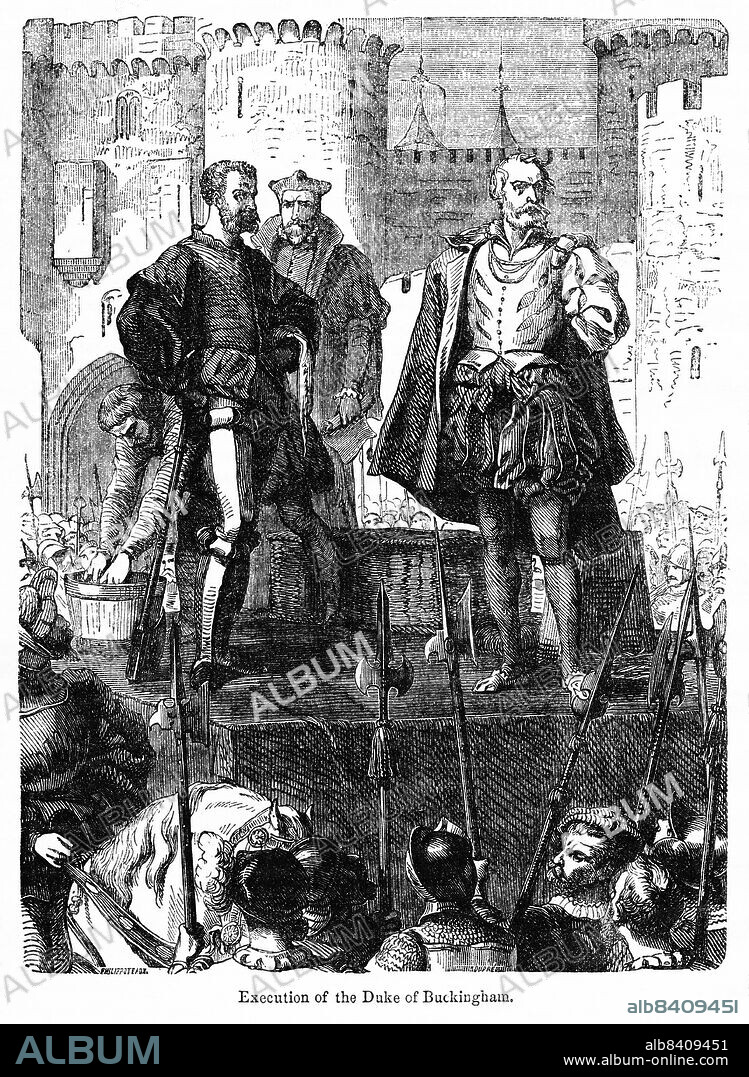 Execution of the Duke of Buckingham, Illustration from the Book, John CasselÄôs Illustrated History of England, Volume II, text by William Howitt, Cassell, Petter, and Galpin, London, 1858.
