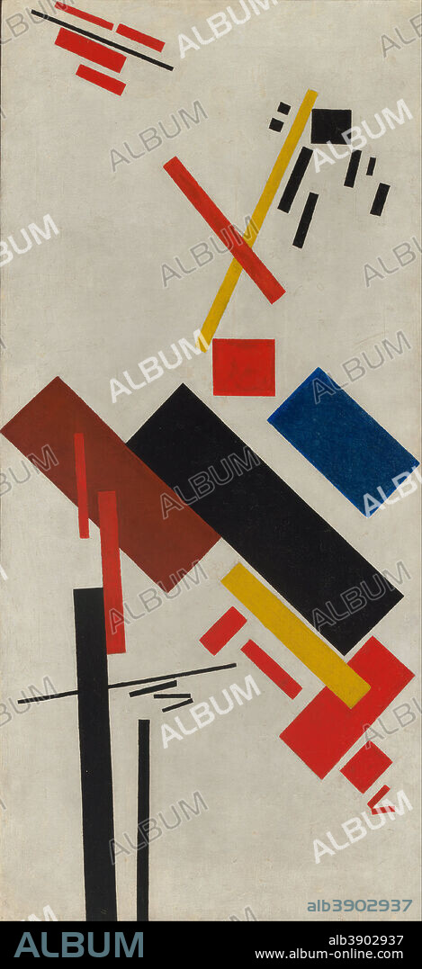 KASIMIR MALEVICH. Stroyuschiysya dom [House under construction]. Date/Period: From 1915 until 16. Painting,oil on canvas. Height: 970 mm (38.18 in); Width: 445 mm (17.51 in).