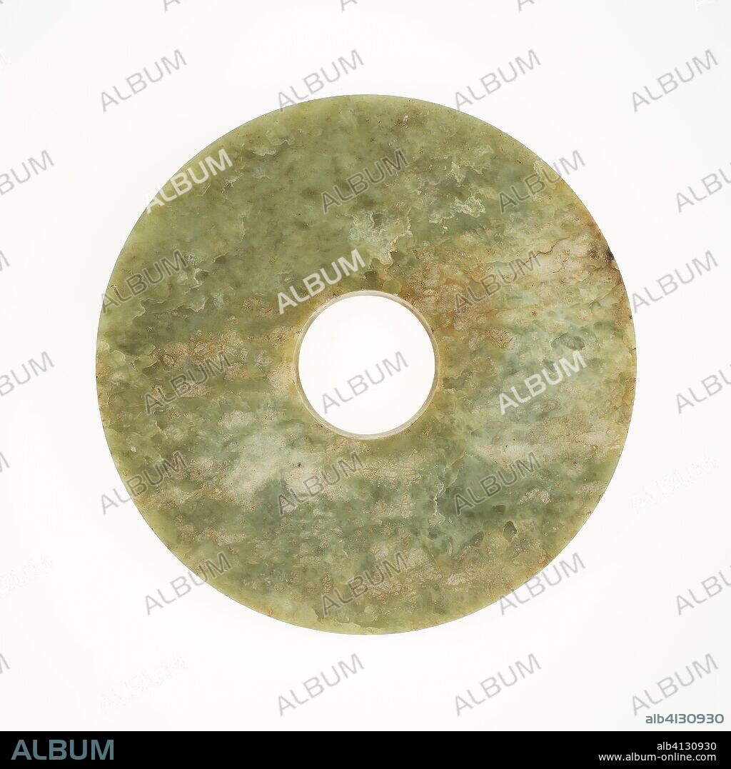 Disc (bi). China. Date: 3000 BC-2000 BC. Dimensions: Diam. 18.7 cm (7 3/8 in.); thickness 1.9 cm (3/4 in.). Jade. Origin: China.
