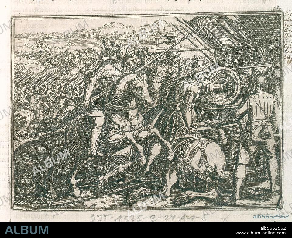 Guerres d'Italie de François Ier contre Charles Quint, 1521-1526. / Bataille de Pavie le 24 février 1525. - "Bataillle de Pavie". Gravure sur cuivre de Matthias Mérian l'Ancien (1593-1650). In : Johann Ludwig Gottfried, Historische Chronica, Francfort sur le Main. (M.Merian) 1630, p. 711. Berlin, Sammlung Archiv für Kunst und Geschichte.