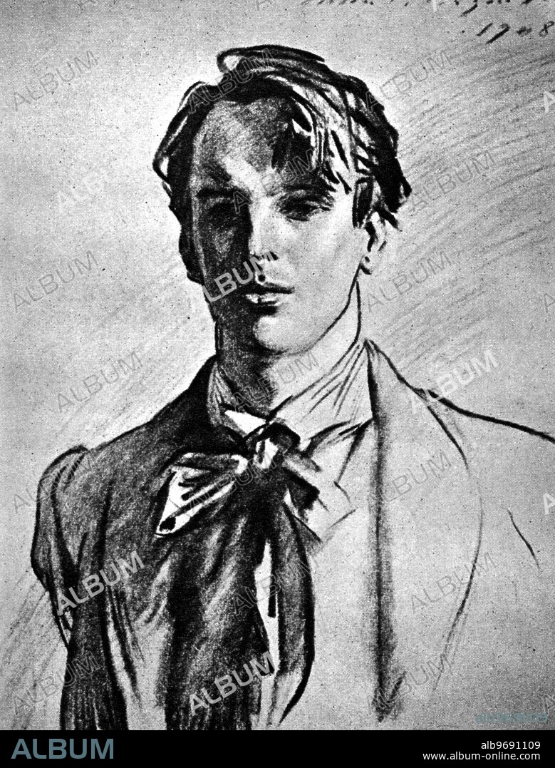 W B Yeats as a young man from a charcoal drawing by John S Sargent. ©2004 Topfoto.