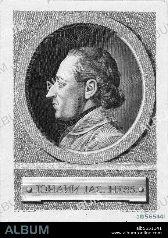 Hess, Johann Jakob; schweiz. evang. Theologe; Zürich 21.10.1741 - ebd. 29.5.1828. "IOHANN IAC. HESS". Kupferstich von Johann Georg Sturm (1742-93) nach Georg Friedrich Schmoll (gest. 1785). Aus: Johann Kaspar Lavater, Physiognomische Fragmente, 3. Bd., Leipzig u. Winterthur, 1776. Berlin, Sammlung Archiv für Kunst und Geschichte.