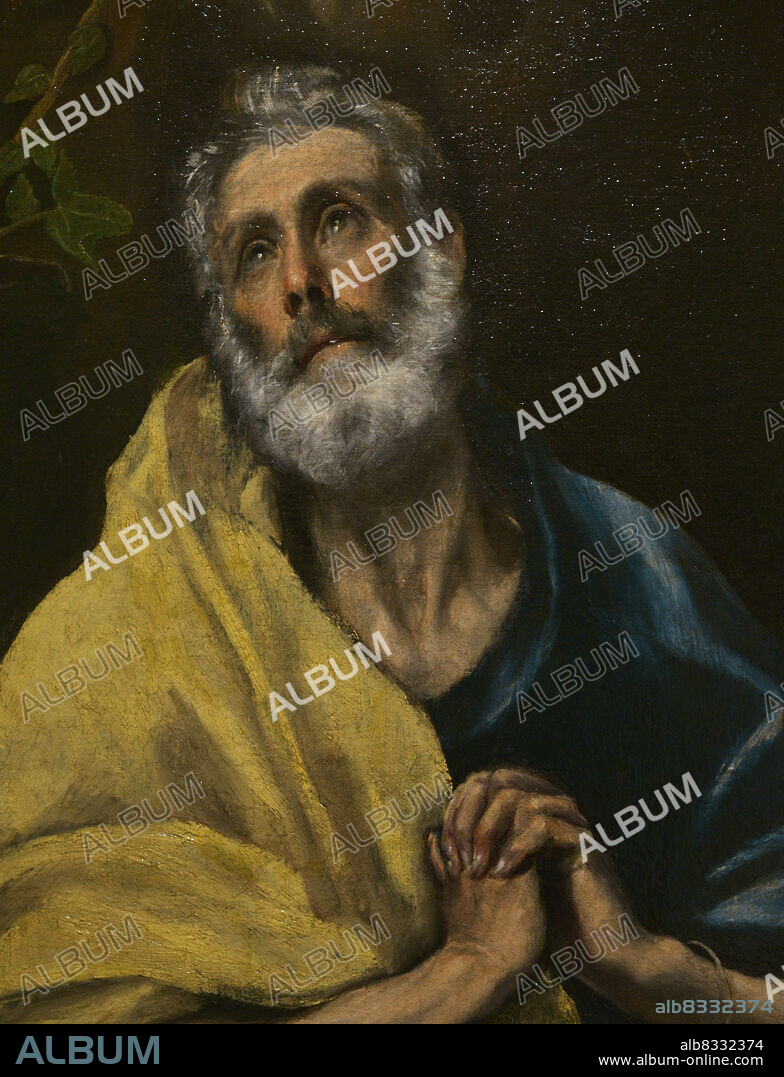 EL GRECO (1541-1614). SPANISH PAINTER BORN IN CRETE.. El Greco (Doménikos Theotokópoulos) (1541-1614). Spanish painter born in Crete. The tears of Saint Peter, ca. 1587-1596. Oil on canvas. Detail. El Greco Museum. Toledo, Spain.