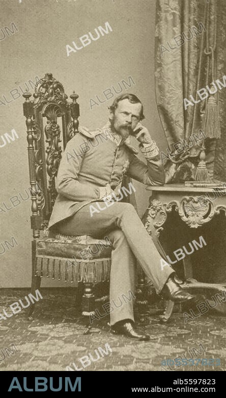 Luitpold, Prinzregent von Bayern Sohn König Ludwigs I., ab 1886 Regent für seine geisteskranken Neffen Ludwig II. und Otto I.; Würzburg 12.3.1821-München 12.12.1912.-Portrait des Prinzen in Uniform-Foto, um 1864. Berlin, Sammlung Archiv für Kunst und Geschichte.