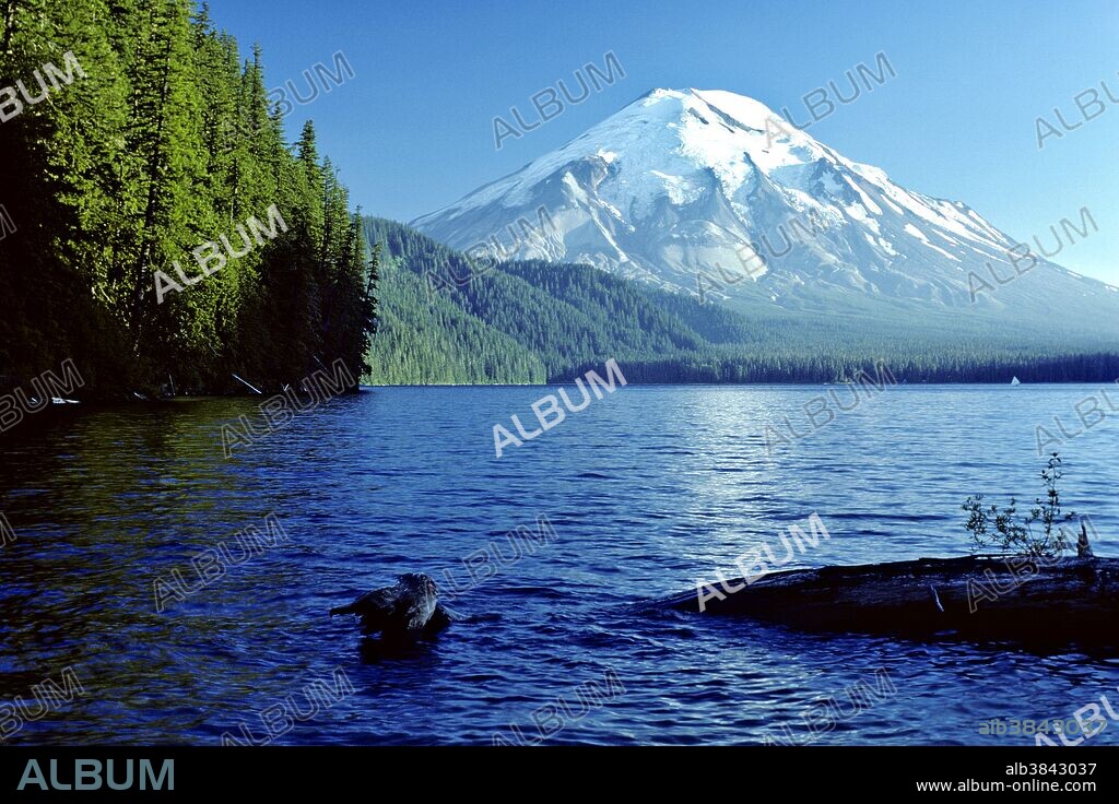 Mount St. Helens and Spirit Lake prior to the May 18, 1980 eruption.