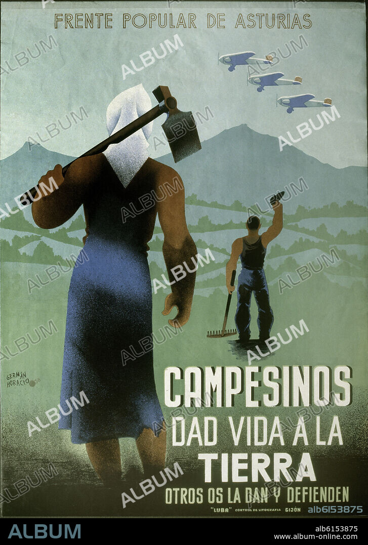 GEMÁN HORACIO. CARTEL DEL FRENTE POPULAR DE ASTURIAS-1936.
