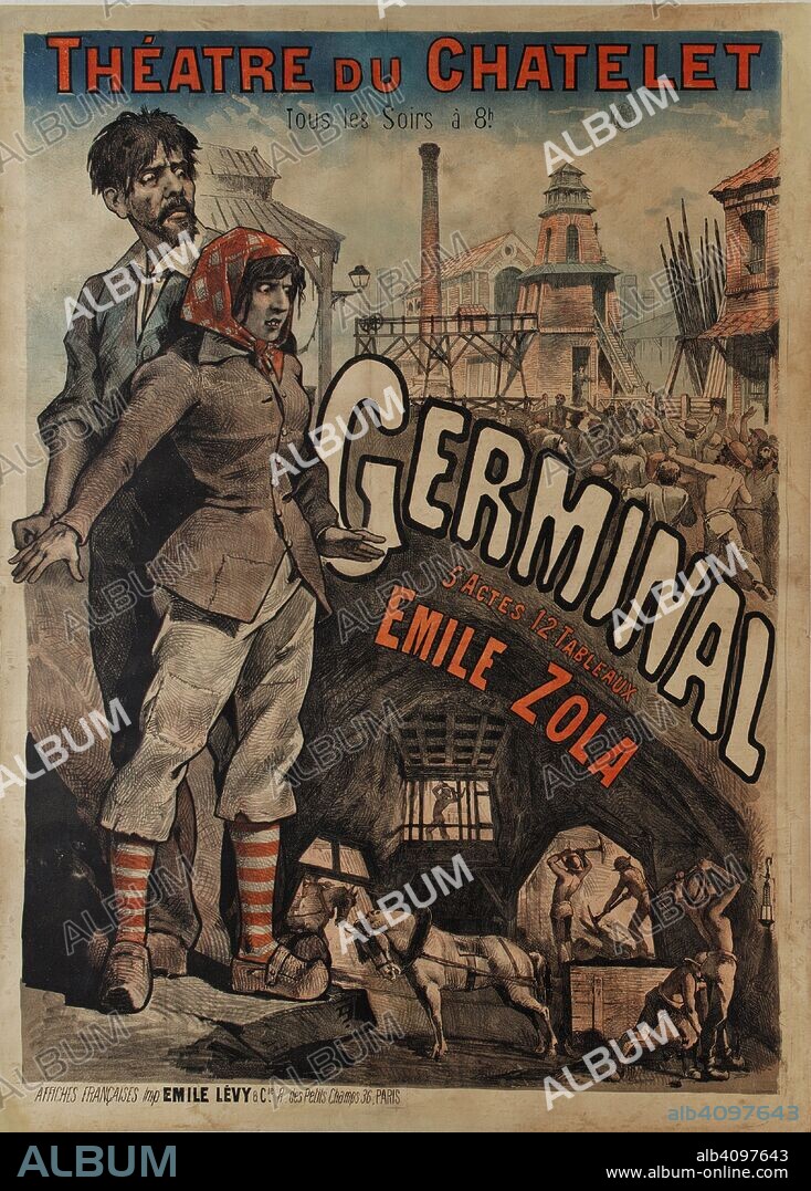 ANONYME. Poster for a performance of Germinal by Émile Zola at the Théâtre du Châtelet.