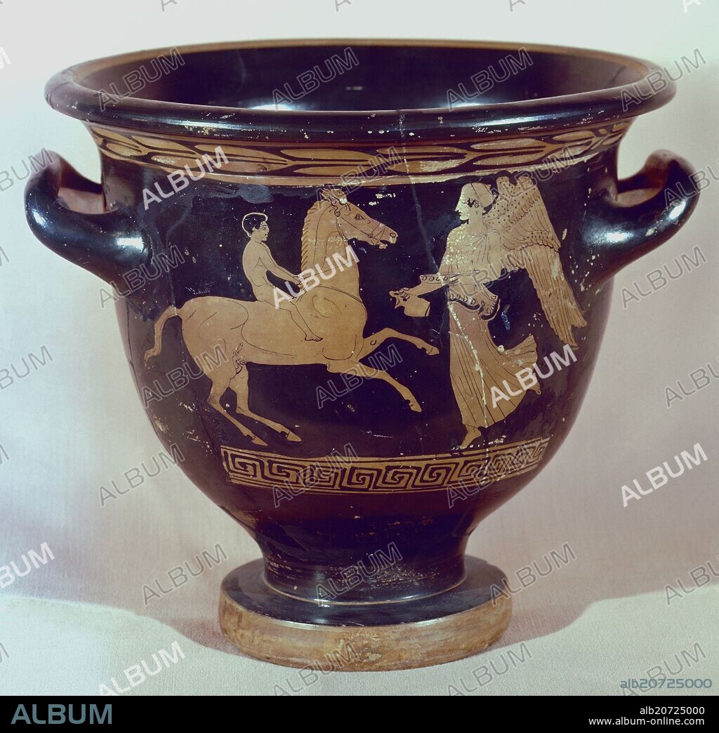 CERAMICA GRIEGA - CRATERA DE FIGURAS ROJAS.