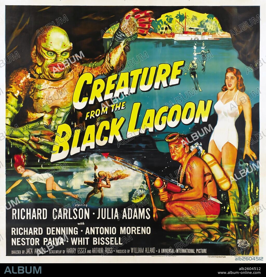 Poster of CREATURE FROM THE BLACK LAGOON, 1954, directed by JACK ARNOLD. Copyright UNIVERSAL PICTURES.