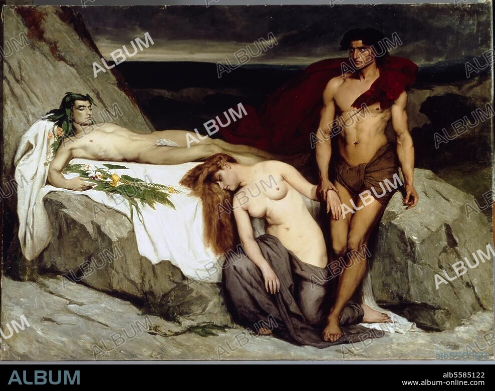 LAWRENCE ALMA-TADEMA. Alma-Tadema, Sir Lawrence. 1836-1912. "The Death", c. 1859. Oil on canvas, 200 × 290cm. London, Sotheby's. Lot 26, 28/11/90.