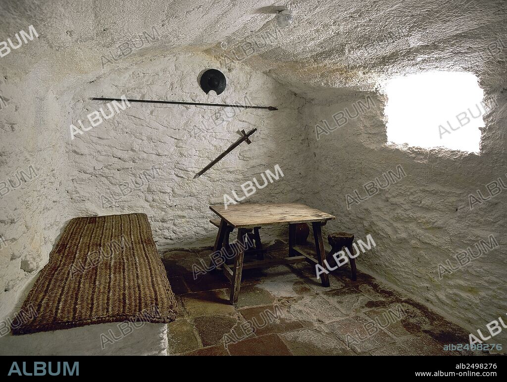 CERVANTES, Miguel de (Alcalá de Henares, 1547-Madrid, 1616). Escritor español. Vista del interior de la "CASA DE MEDRANO", en la que según la tradición se empezó a escribir "EL QUIJOTE" cuando el alcalde Medrano tuvo preso a Cervantes en ella (en sus cuevas interiores). ARGAMASILLA DE ALBA. Provincia de Ciudad Real. Castilla-La Mancha. España.