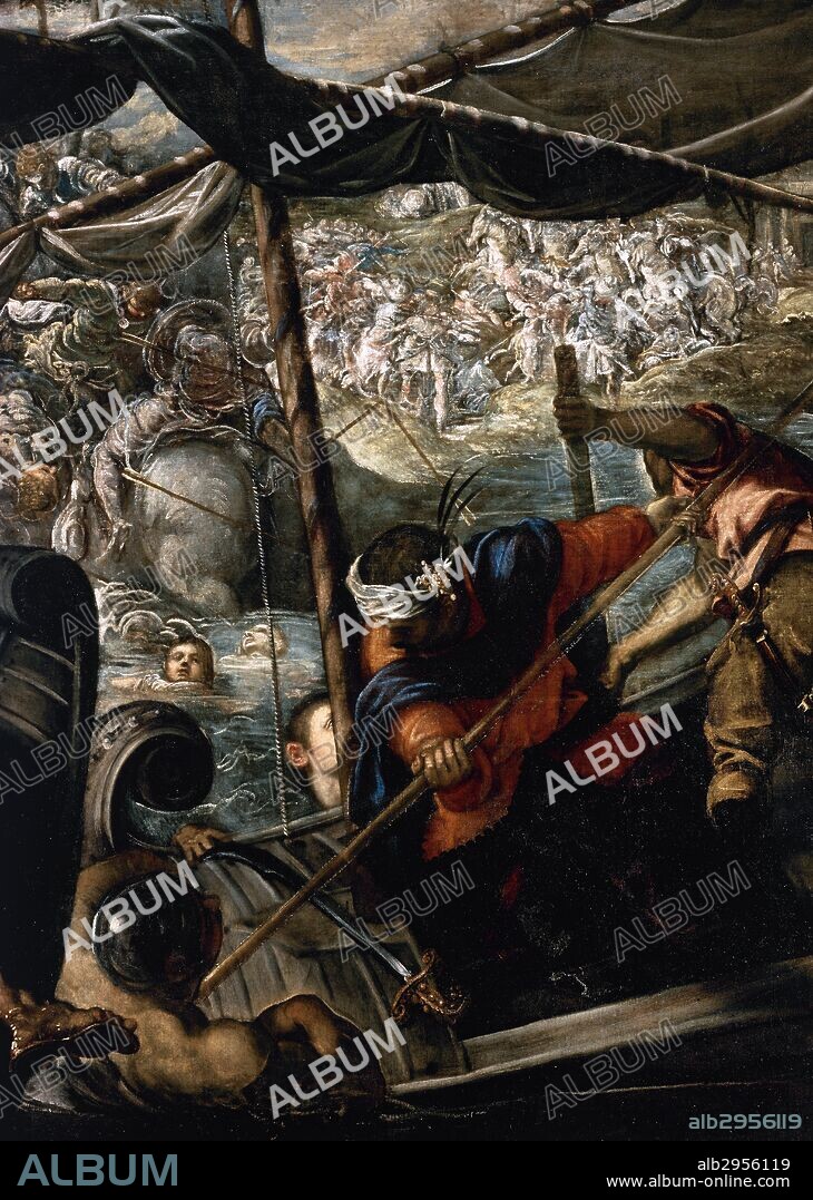 Tintoretto, Jacopo Robusti, llamado Il (1518-1594). Pintor italiano de la escuela manierista veneciana. El Rapto de Helena, 1578-1579. Detalle de la parte derecha del cuadro. Museo del Prado. Madrid. España.