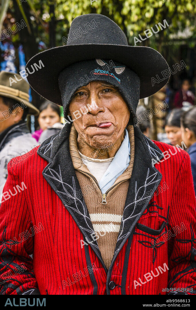 Traditional Ixil dresses, central park, Santa Maria Nebaj, El Quiché department, Guatemala, Central America.