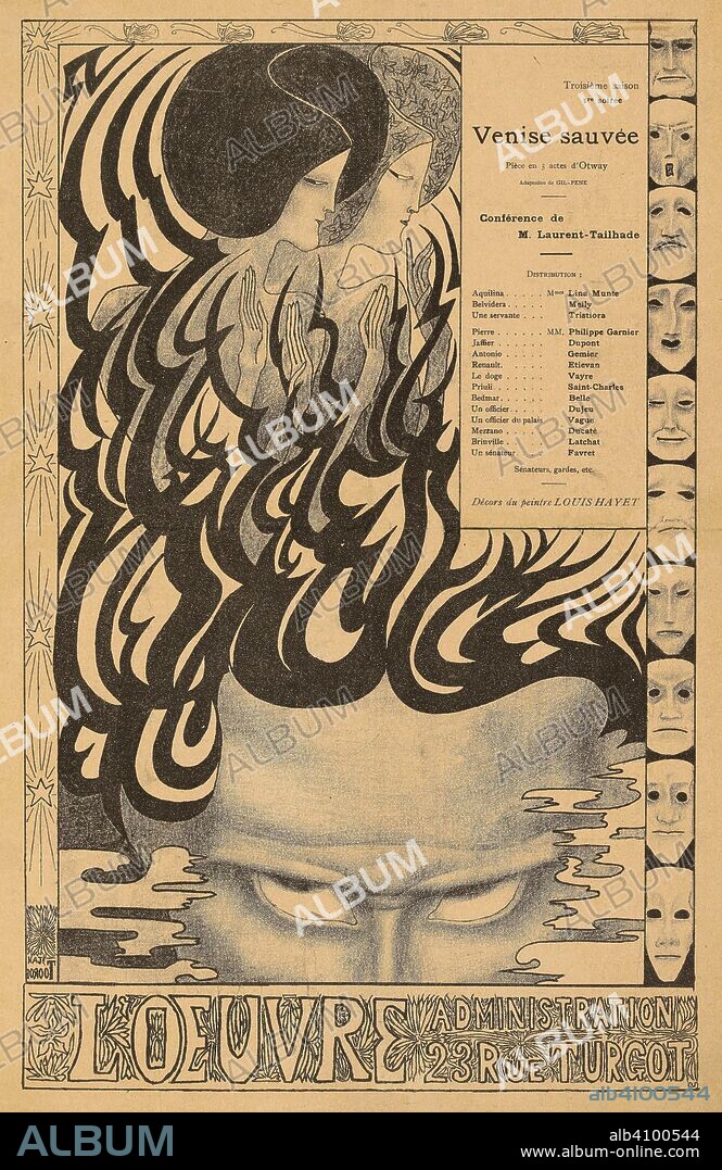 JAN TOOROP. Theatre programme for Venise sauvée by Thomas Otway (Théâtre de l'Oeuvre, 8 November 1895). Dimensions: 50.1 cm x 33.2 cm, 44.6 cm x 28.1 cm.