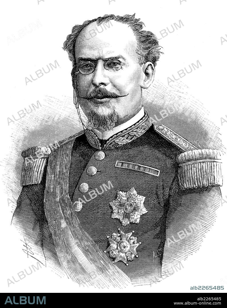 Manuel Pavía y Rodríguez de Alburquerque (1827-1895). Militar y político español, capitán general de Madrid. Grabado de 1885.
