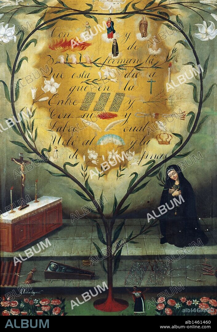 Saint Mary Ann of Jesus of Paredes (1618-1645). Roman catholic saint. Painting by Hernando de la Cruz (1592-1646). Aurelio Espinosa Polit Museum Library. Quito. Ecuador.