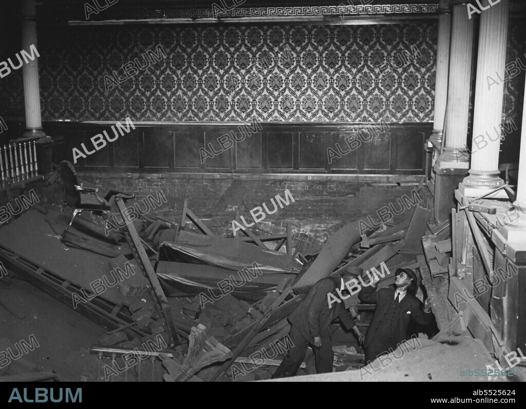 Buckingham Palace Bombed -- The wreckage of the Royal Chapel at Buckingham Palace after the barbarous German attack.
The wrecked alter, lecture and Royal Chairs can be seen in the ruins. November 18, 1940. (Photo by London News Agency Photos).