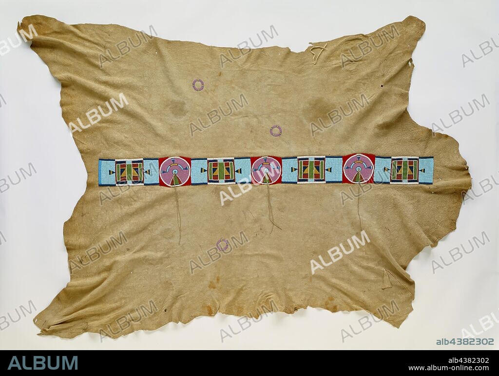 Crow, Native American, Buffalo Robe with Beaded Strip, ca. 1890, buffalo skin, glass beads and wool, Overall: 81 × 71 1/2 inches (205.7 × 181.6 cm).