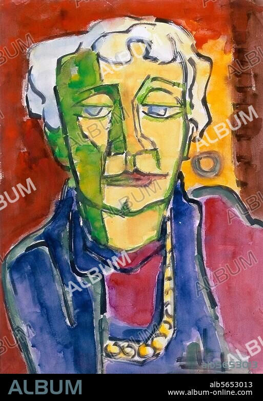 KARL SCHMIDT-ROTTLUFF. Schmidt-Rottluff, Karl. 1884-1976. "Kopf E", 1961. Aquarell, 70 × 50 cm. Berlin, Brücke Museum.