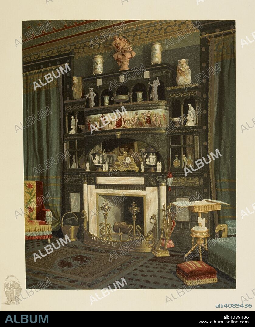 EDWARD STRAHAN. Plate of Vanderbilt house interior in New York. Room with fireplace, and classical ornaments and objects displayed. Photograph. . Mr. Vanderbiltâ€™s House and Collection. ([With plates.]. G. Barrie: Boston [Mass.]; New York; Philadelphia, [1884.]. Source: KTC.21.b.6.