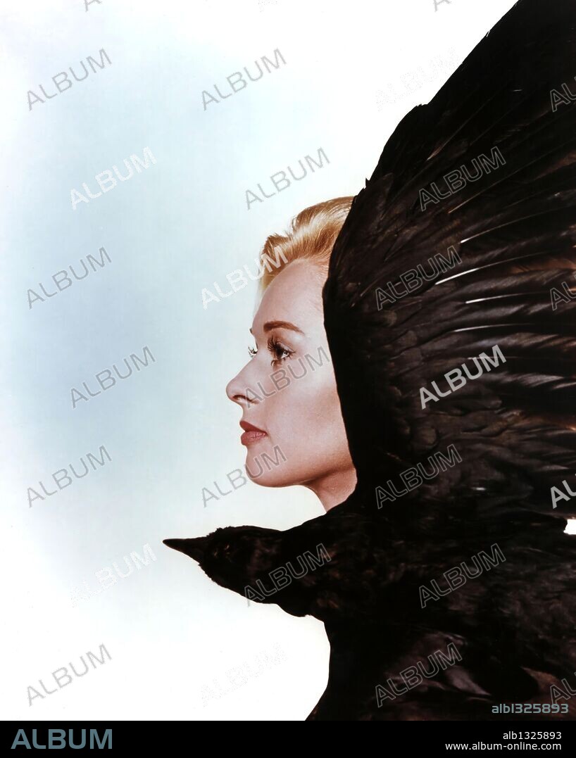 TIPPI HEDREN en LOS PÁJAROS, 1963 (THE BIRDS), dirigida por ALFRED HITCHCOCK. Copyright Alfred J. Hitchcock Productions.