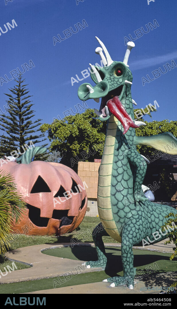 1980s America -  Magic Carpet mini golf, Key West, Florida 1985.
