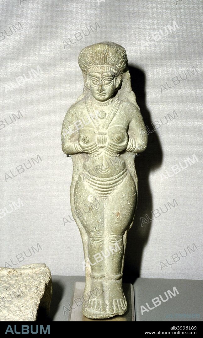 Terracotta statue of the goddess Astarte (Ishtar), Susa, Middle Elamite period, 1150-1100 BC. Now in The Louvre.