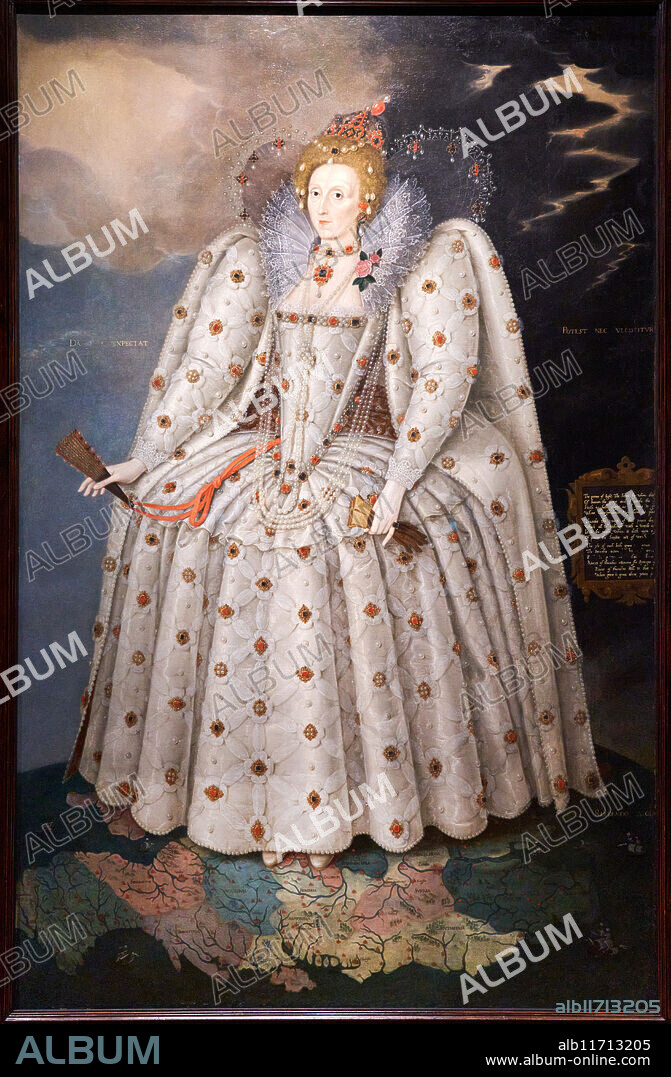 The Ditchley Portrait, Queen Elizabeth I, (1533-1603), about 1592, By Marcus Gheeraerts the Younger, National Portrait Gallery, London, UK.