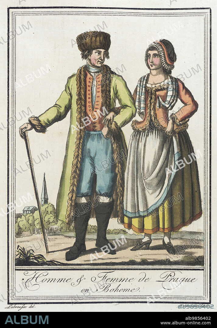 JACQUES GRASSET DE SAINT-SAUVEUR et LF LABROUSSE. Costumes de Différents Pays, 'Homme & Femme de Prague en Boheme', c1797.