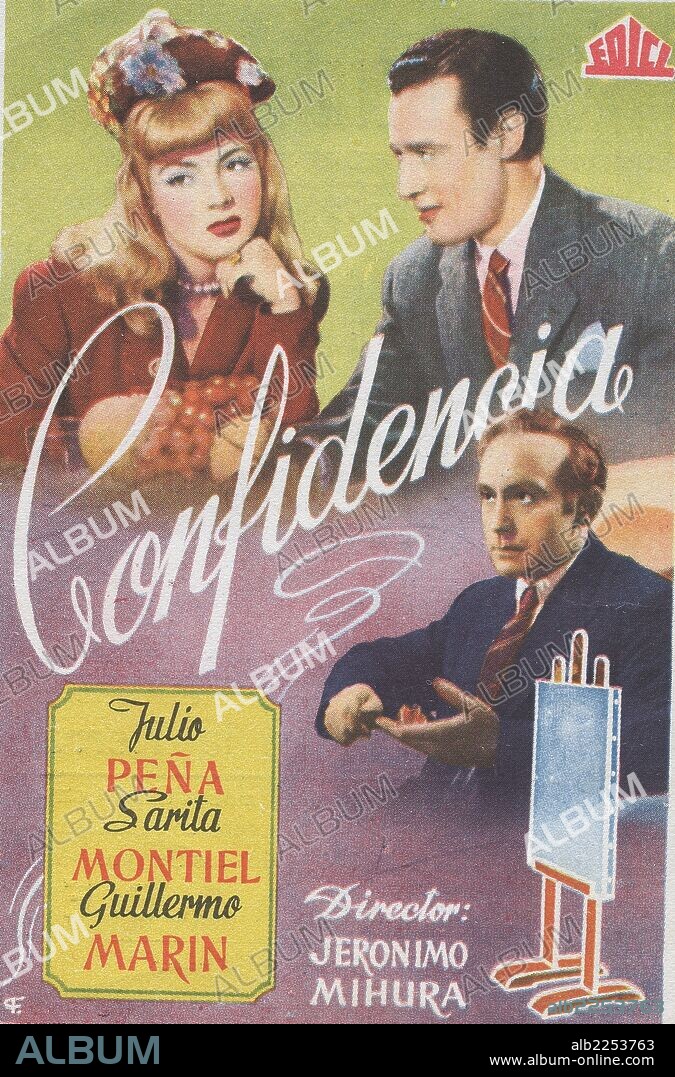 CARTEL PELICULA CONFIDENCIA. DIRECTOR , JERONIMO MIHURA.AÑO 1947. SARA MONTIEL. JULIO PEÑA.