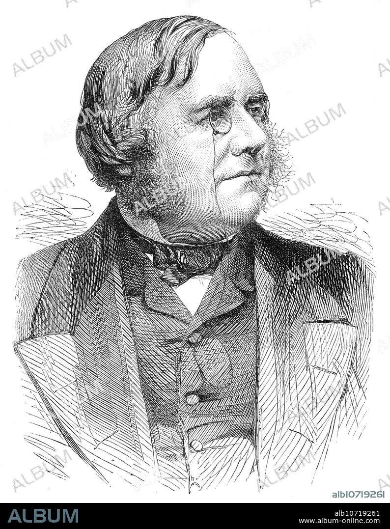 The movers and seconders of the addresses in both Houses of Parliament: the Marquis of Sligo, 1864. Engraving from a photograph by John and Charles Watkins. 'The Most Hon. George John Browne, Marquis of Sligo, Earl of Altamont, Viscount Westport, and Baron Monteagle, in the Peerage of Ireland, and Baron Monteagle of Westport, in the county of Mayo...has been twice married - first, to Ellen Sydney, daughter of the sixth Viscount Strangford; and, secondly, to Julia Catherine Anne, daughter of Anthony Nugent, Esq., of Pallas, in the county of Galway, heir presumptive to the earldom of Westmeath; but both ladies are deceased. His Lordship has always been a consistent Liberal, and votes for the abolition of church rates. Although a regular attendant at the sittings of the House of Peers, the Marquis has hitherto not taken any active part in their Lordships' debates, and his moving the Address in answer to the Speech from the Throne this Session may, in a manner, be taken to be his maiden speech'. From "Illustrated London News", 1864.