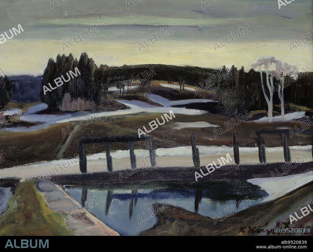 Kullervo Koivisto, 11.12.1913, Kuopio, 7.2.1944, Helsinki, Early Spring in the Old Town, 1942, 47 × 62 cm, oil.