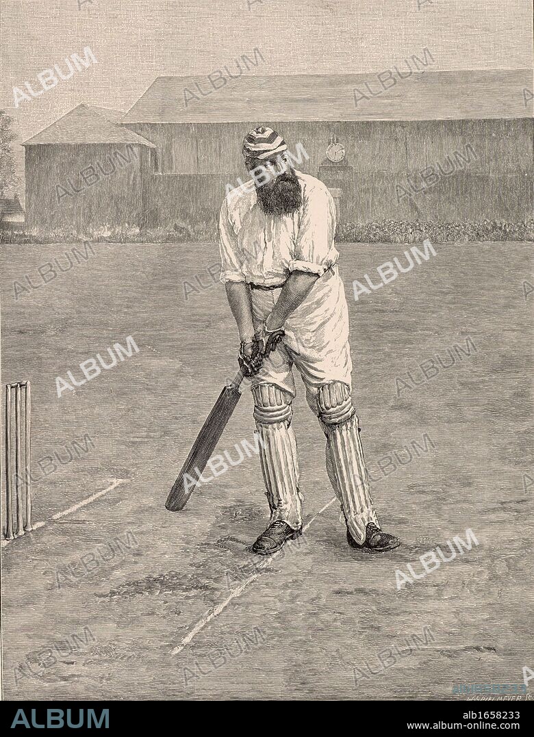 William Gilbert ('W G') Grace (1848-1915) English first-class cricketer and physician, born at Downend near Bristol. Grace at the crease ready to receive a ball from the bowler. His career lasted from 1864-1908. Engraving from "The English Illustrated Magazine" (London, 1890). (Photo by: Universal History Archive/UIG via Getty Images).