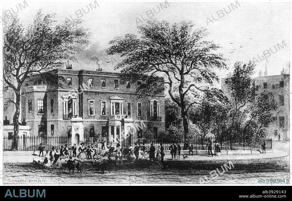 Mrs Montagu's House, Portman Square, London, 19th century (1907). Portman Square was originally laid out in the 1760s by Henry William Portman. Several prominent aristocrats had residences on the square, which contained house designed by Robert Adam and James 'Athenian' Stuart. Montagu House was built by Stuart between 1777 and 1781. It was destroyed by a German incendiary bomb during World War II. A print from The History of the Squares of London Topographical and Historical by E Beresford Chancellor, Kegan Paul, Trench, Trubner and Co Ltd, London, 1907.