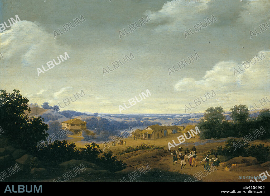 FRANS POST. Frans Jansz. Post (Haarlem, c. 1612 -1680). Plantación en Brasil (1656). Óleo sobre tabla. 36,9 x 54 cm.