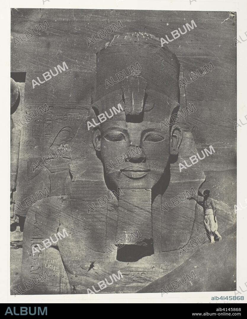 Ibsamboul, Colosse Médial (Enfoui) du Spéos de Phrè Nubie, Palestine et Syrie. Maxime Du Camp; French, 1822-1894. Date: 1849-1851. Dimensions: 20.2 × 16.2 cm (image/paper); 43.1 × 30 cm (album page). Salted paper print, plate 106 from the album "Egypte, Nubie, Palestine et Syrie" (1852). Origin: France.