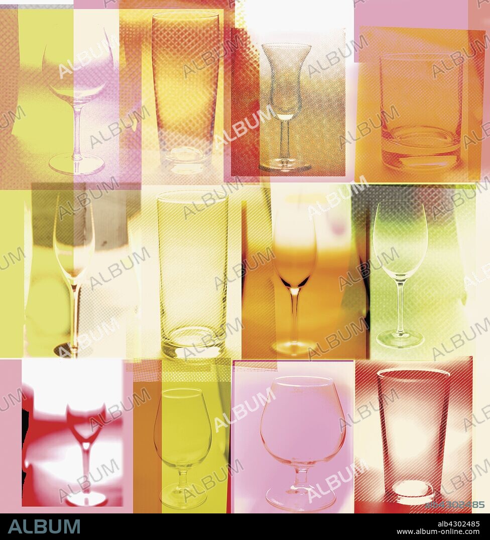 Collage of various alcohol glasses.