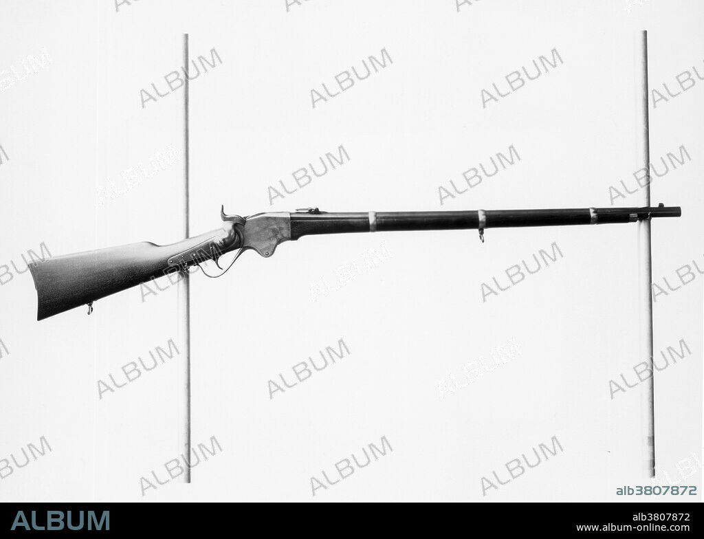 Spencer Rifle, Model 1865, .50 caliber. Manufactured by Spencer Repeating Rifle Company, Boston, Massachusetts. The Spencer could fire 20 rounds per minute, representing a significant advantage over standard muzzle-loaders, which could only fire 2-3 rounds per minute. It was used by the Union in the Civil War.