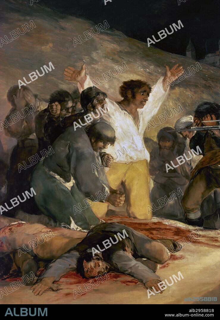 GOYA, Francisco de (Fuendetodos, 1746-Burdeos,1828). Pintor y grabador español. "EL 3 DE MAYO EN MADRID" O "LOS FUSILAMIENTOS EN LA MONTAÑA DEL PRINCIPE PIO" (1814). Detalle. Lienzo (2,68 x 3,47 m). Museo del Prado. Madrid. España.