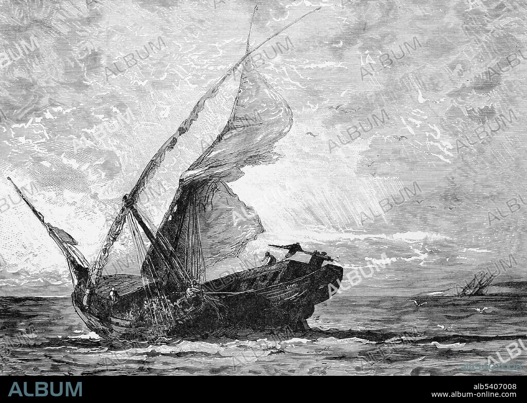 A felucca is a traditional wooden sailing boat used in protected waters of the Red Sea and eastern Mediterranean, in Egypt and Sudan (particularly along the Nile), including Malta and Tunisia, and also in Iraq. Its rig consists of one or two lateen sails. The Nile is a major north-flowing river in northeastern Africa, and is the longest river in Africa and the disputed longest river in the world. The Nile, which is about 4,130 miles long, is an international river as its drainage basin covers eleven countries. The Nile  has been the lifeline of civilization in Egypt since the Stone Age, with most of the population and all of the cities of Egypt resting along those parts of the Nile valley lying north of Aswan. Africa illustrated by William. R. Smith; illustrated by the most eminent artists, 1889 (cropped and cleaned).