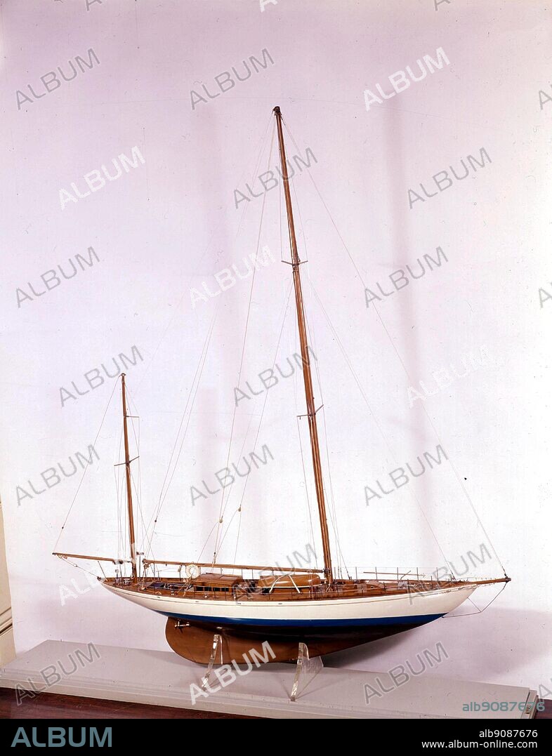Latifa model at Royal Ocean Racing Club London. History of Yachting by Douglas Phillips-Birt.